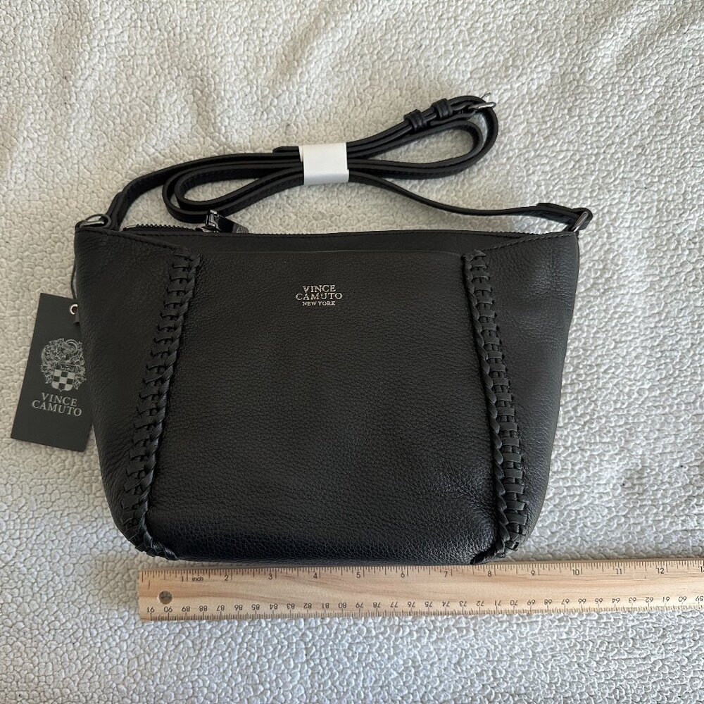 Vince Camuto “Dila” Crossbody – Matte Pebbled Leather (BNWT)-Black